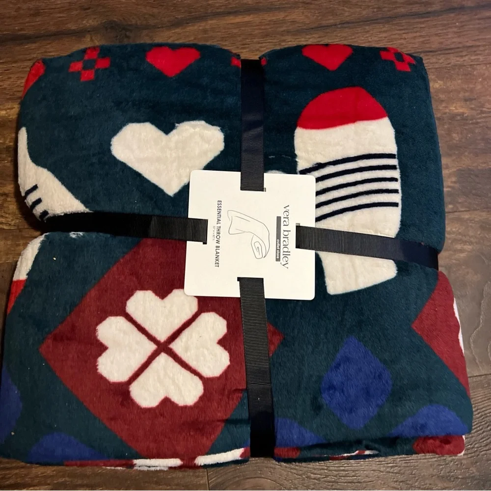 Vera Bradley 80 x 50 essential throw Intarsia Mittens NWT